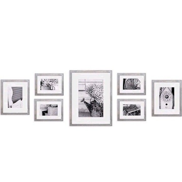Other - Gallery Perfect 7 Pc Grey Wash Photo Frame Gallery Kit Decorative Art Prints Set